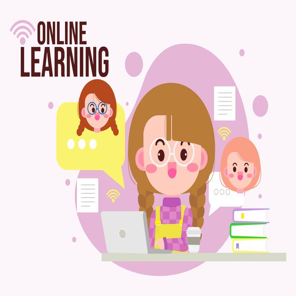 Cute_kid_online_learning_with_computer_laptop_cartoon_illustration