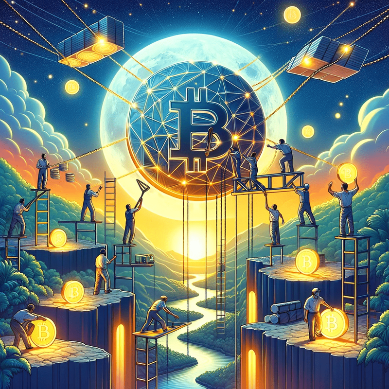 Illustration depicting advancements in blockchain interoperability