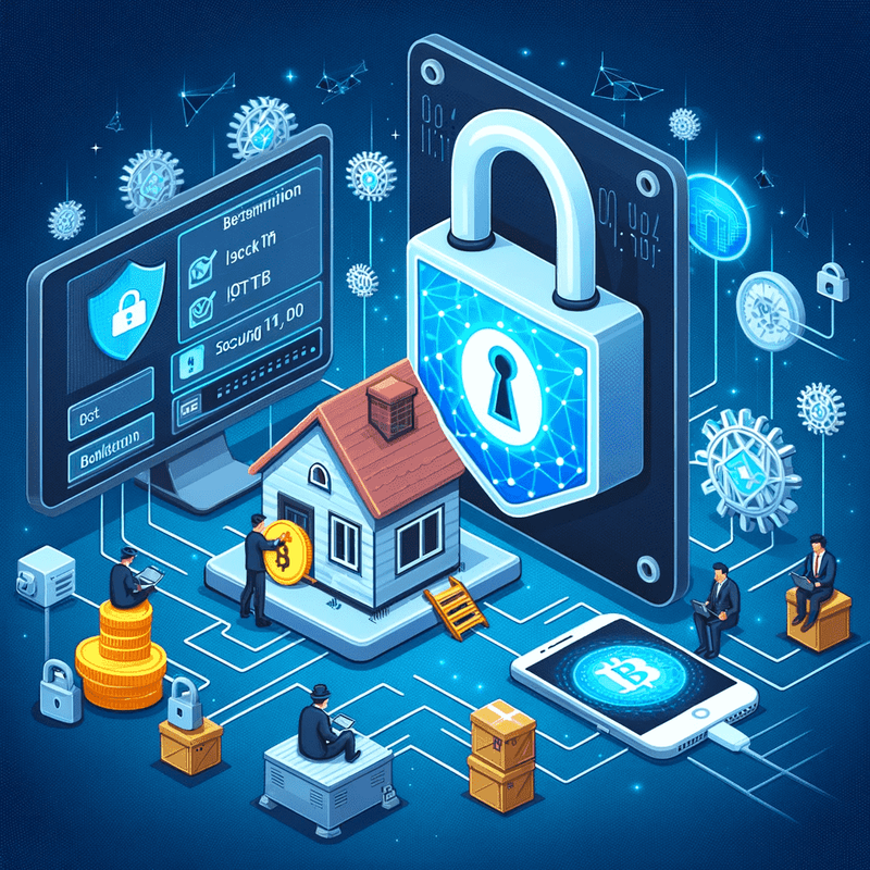 Illustration depicting the use of blockchain technology to enhance security in IoT networks