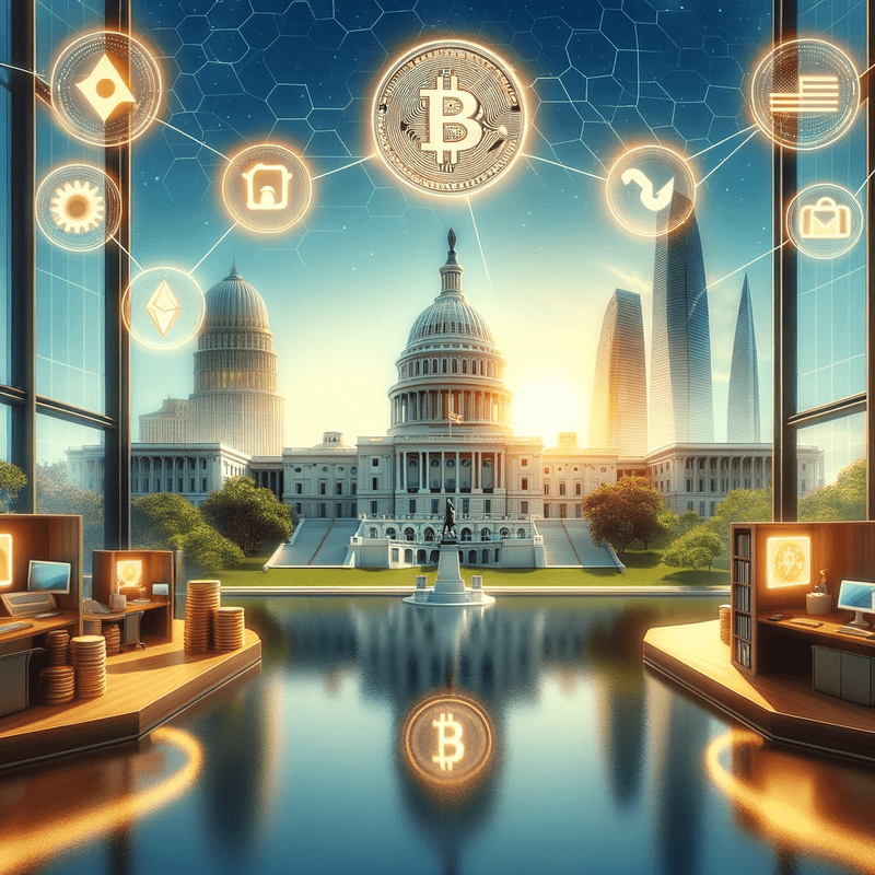 Illustration representing the integration of blockchain technology in government agencies